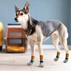 PUPTECK Anti Slip Dog Socks, Shoes with Grippers to Prevent Licking Hardwood Floors Traction, Rubber Boots & Paw Protectors, Senior Dogs Booties Deep Green