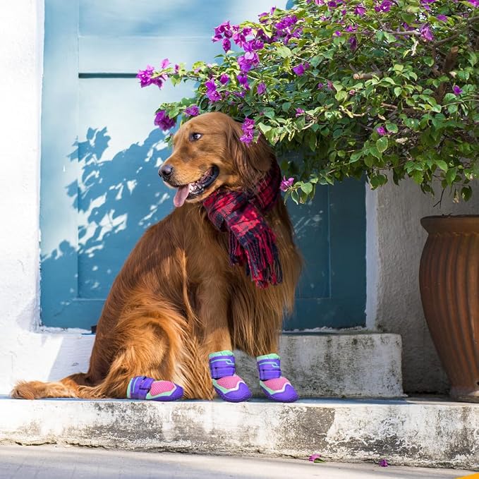 Dog Shoes for Large Small Medium Dogs, Dog Boots for Winter Snow Days, Breathable Dog Booties & Paw Protectors, Anti-Slip Puppy Shoe for Outdoor Hot/Cold Pavement Hiking Hardwood Floors Size 4