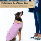 Winter Coat for Medium Dogs, Dog Plaid Jacket, Pets Coat for Cold Weather, Windproof Warm Garments, Pet Thickened Outfits Indoor Outdoor, Lilac M