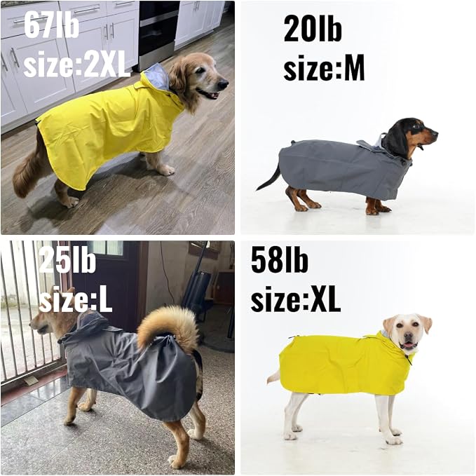 Waterproof Dog Raincoat with Hood, Windproof Rain Jacket for Small Dogs | Adjustable Dog Rain Coat with Leash Hole, Reflective Poncho for Rainy&Snowy Day, Fits Chihuahua, Yorkie, Pomeranian, Maltese