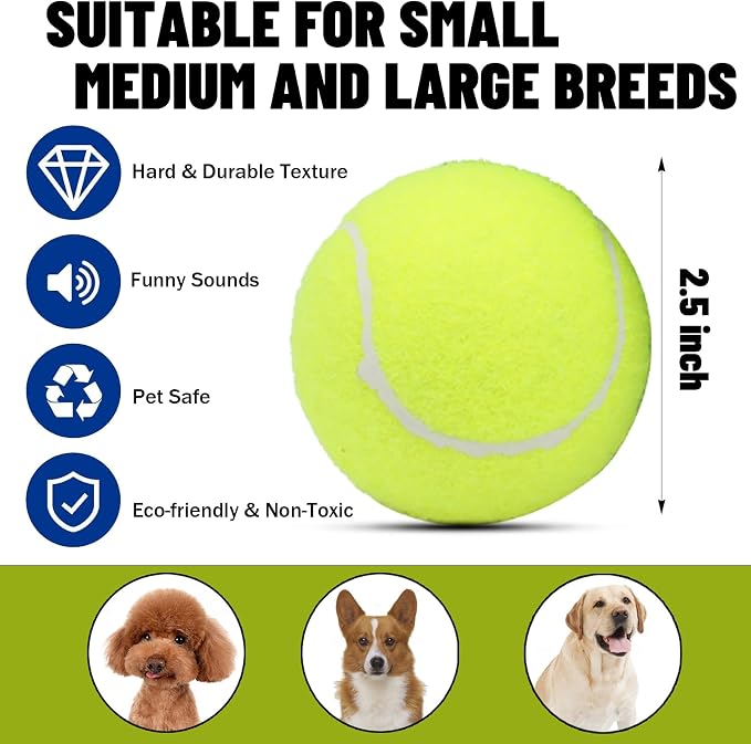 Magicorange Dog Tennis Balls, 40 Pack 2.5 inch Floatable Squeaky Tennis Balls for Fetch Exercise, Natural Rubber Squeaky Dog Balls Training Safe (Multicolor, 40 Pack)