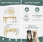 Havniva Elevated Dog Bowls Ceramic Dog Bowls with Stand, Dog Food Bowl | 8.3” Raised Dog Bowls with Non-Slip Wood Stand, Dog Food and Water Bowl Set, Double Dog Feeding Bowls for Large Dogs