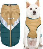 Gooby Mountaineer Dog Jacket - Sand, Medium - Warm Zip Up Coat with Lift Handle and Dual O Ring Leash Water Resistant for Small to Medium Dogs