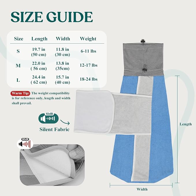 Supet Cat Grooming Wrap for Cutting Nails, Self-Adhesive Calm Cat Swaddle | Bite-Proof Mesh Hood & Thick Waist Strap Anti-Escape Anti-Scratch Bag for Nail Trimming, Medication, Ear Cleaning (Blue S)
