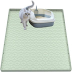 Cat Litter Mat, Silicone Large Cat Mat for Litter Box - 34x22 in, Waterproof & Non-Slip, Durable & Easy Clean, Green