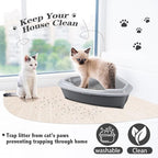 Tinideya 2 Pcs Corner Cat Litter Mat 29 Inch for Corner Machine Washable Litter Mat Ridged Design Fan Shaped Absorbent Cat Litter Rug for Box Less Waste Space(Beige White)