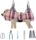 BEAUTYZOO Large Dog Grooming Hammock Harness, Nail Trim Restraint Sling, L | Dog Hanging Harness for Nail Trim, Adjustable Hook & Loop, Soft Neck Support/Dual Safety Straps for Stress-Free Grooming,Pink