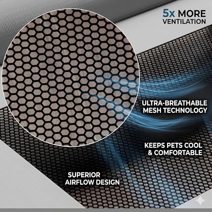 Elevated Dog Bed with Breathable Mesh Hammock, Heavy Duty Steel Frame Raised Indoor Outdoor Dog Bed for Large Cats, Medium & Small Dogs, 25.98"x17.72" Up to 140lbs, Gray