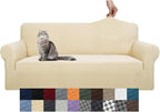 YEMYHOM Couch Cover Latest Jacquard Design High Stretch Sofa Covers for 3 Cushion Couch, Pet Dog Cat Proof Slipcover Non Slip Magic Elastic Furniture Protector (Sofa, Beige)