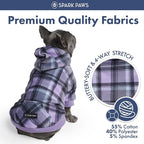 Spark Paws Dog Hoodie – Premium Dog Sweater for Small, Medium, and Large Dogs | Warm Outfits for French Bulldogs, Pitbull, Puppy, Winter Jacket Alternative - Purple Plaid - 5XL
