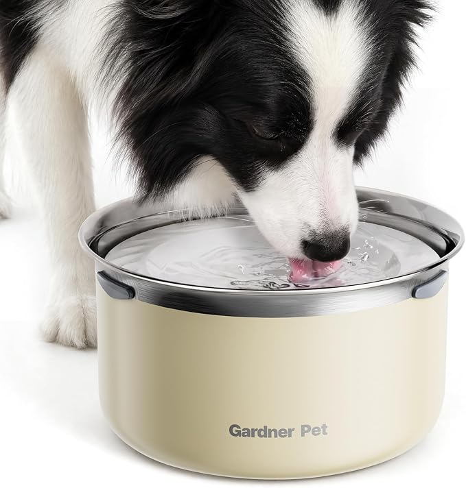 Gardner Pet Slow Water Bowl for Dogs – No Spill, Anti-Splash Floating Plate Design, Slows Drinking to Reduce Mess, Keeps Water Clean & Floors Dry, 3.8L(White)