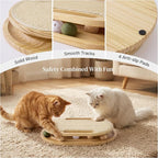 ZOMISIA Cat Scratcher with Ball Track Toy, Sisal Scratch Pad for Indoor Use | Wooden Interactive Cat Puzzle Toys for Adult Cats, Kitten Mental Stimulation Self Play Home Enrichment, Spinning Balls