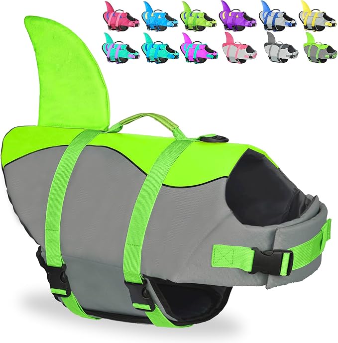 Fragralley Shark Dog Life Jacket, Adjustable Dog Life Vest with Shark Fin, Suit for Small Medium Large Dog Life Vest for Swimming and Boating