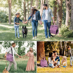 Modoker Weekend Dog Travel Bag Set with 2 Food Bags, 2 Bowls and Mat,Pink | Dog Travel Accessories Organizer for Camping and Road Trips with Roomy Storage, Multiple Pockets and Water-Resistant Oxford