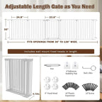 Mumeasy 126" Extra Wide Baby Gate for Doorways, Stairs & Fireplace, Indoor | Auto Close Safety Dog & Pet Gate with Walk Thru Door, Childproof Fence for Hallway Kitchen House Outdoor,5 Metal Panels,White