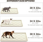 Silicone Cat Litter Mat for Litter Box-28" X 22" Litter Mat for Cat, Waterproof & Leak-Proof Trapping Design, Non-Slip Durable Easy to clean (Beige)