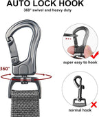 Twoear 6FT 1IN Heavy Duty Dog Leash for Large Dogs with 2 Padded Handles | Traffic Handle Extra Control, Auto Lock Hook, Strong Reflective Walking Leash for Night Safety, Medium and Large Breeds,Grey