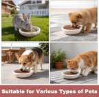 Natural Marble Cat Bowl, Weighted 1.5lb Cat Food Bowl for Cat and Small Dog, Small Animal Pet Food Dish Non-Slip, Shallow Cats Dish for Whisker Fatigue Relief, Premium Pink Stone for Home Decor