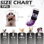 EXPAWLORER Halloween Anti Slip Dog Socks to Prevent Licking Paws, Boots & Paw Protectors with Spider Web Grippers,Doggie Booties for Hardwood Floors for Small Medium Large Senior Dogs Purple Ghost L