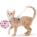 rabbitgoo Cat Harness and Leash Set, Escape Proof Vest, Purrty Pink | Soft Breathable Mesh, Easy Adjustable Fit, Snap Buckles, Sturdy Clip, Reflective Strips, for Average Cats Walks, S