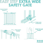Regalo Safety 29"-49" Extra Wide Baby Gate, Bottom of Stairs & Doorways | Pressure Mounted with Door, For Babies, Toddlers & Pets, White, Tested & Trusted for 30 Years