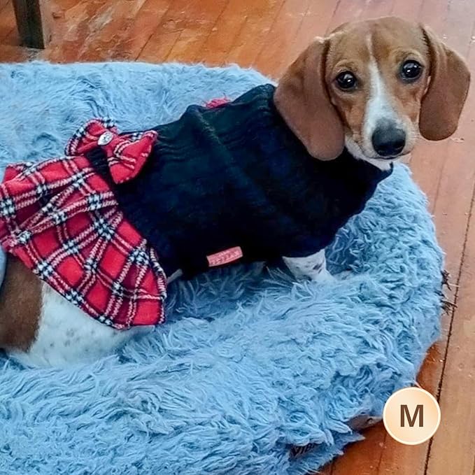 KYEESE Dog Sweater Dress Turtleneck Thick Knit Pullover for Cold Weather | Stretchy Fit, Lightweight & Warm, Cozy Knit Comfort, Cute Bow Accent, Gentle on Sensitive Skin, Comfortable Daily Wear