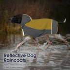 IECOii Hooded Dog Raincoat,Reflective Large Dog Rain Poncho,Ensure Safety in Low - Light Conditions, Adjustable Fit with Magic Sticker,Lightweight Waterproof Pet Rain Coat,Yellow,XXL