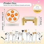 Elevated Ceramic Slow Feeder Cat Bowl with Anti-Slip Bamboo Stand | 6.3" Wide Whisker Friendly, Slow Eating 3x, Dry & Wet Food, Cute Flower-Shaped Maze, Microwave & Dishwasher Safe, Orange