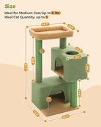 Small Cat Tree for Kittens, 32 in Cat Tower with 2 Cozy Condos | Multi-Level Cat Tree with Scratching Posts, Soft Padded Perch, 2 Dangling Toys