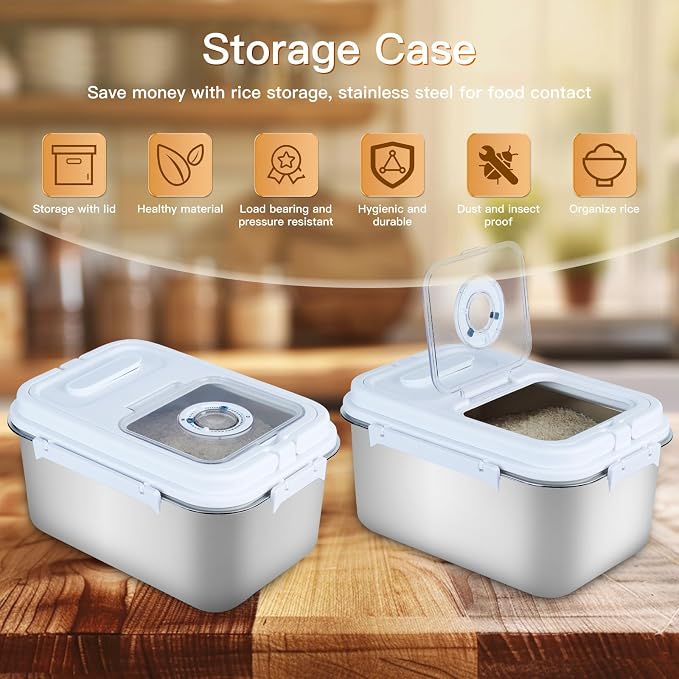 RUIAN 10L Airtight Pet Food Storage Container Stainless Steel with Scoop | - Translucent Moisture-Proof Plastic Bin for Dry Food, Cat/Dog Treats, Grains - Seal Locking Lid Keep Fresh (JC366-2)