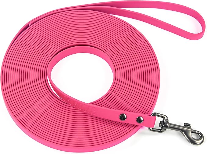 Wolfone Waterproof Dog Leash 50FT Long Line Recall Training Lead | 50FT Dog Leash Durable PVC coated long line with easy clean surface strong nylon core for recall training and outdoor use