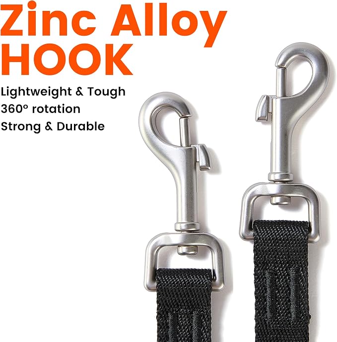 HOWGO Double Dog Leash,Tangle-Free 360 Swivel(Orange, Std M-L Splitter) | Individually Adjustable Length, Coupler Leads 2 Dogs,Zinc Alloy Hooks,Durable Nylon,No-Tangle Walking,All Breeds