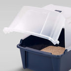 IRIS USA Large Front Door Cat Litter Box, Walk-in Entry, Navy | Senior Cats, Private Enclosure Design, Flip Door Access, Covered Walk-Through, Privacy Hood, Contained Environment