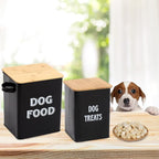 Dog Food Storage Container Farmhouse Pet Food Treats Bin with Lid and Scoop, Perfect Sturdy Canister Tins for Kitchen Countertop, Shelf, Great Gift for Pet Owners - Dog Food - Black