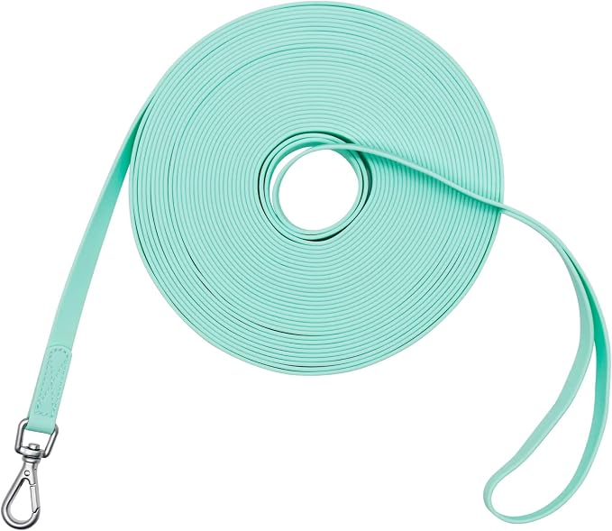 Waterproof Dog Training Leash 50FT 30FT 15FT 10FT 5FT Heavy Duty Recall Long Lead for Large Medium Small Dogs (30FT, Mint Green)
