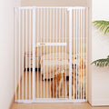 No Pawblems 55.1" Extra Tall Pet Gate, 29.9"-44.4" Wide Cat/Dog Gate, White | No Drilling Pressure Mounted, 1.37" Narrow Bar Spacing, Auto Close Tall Cat Gate for Doorway Hallway, One-Hand Operation