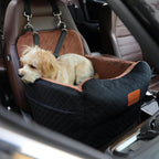Dog Car Seat for Small Medium Dogs,Portable Pet Booster Seat with Safety Strap & Removable Washable Pad,Memory Foam Dog Travel Bed for Car,SOFE Velvet for Puppies Cats（M-Black/Brown）