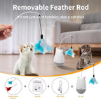 DOEL Cat Toys Interactive for Indoor, Rechargeable Automatic Rotating Feather Wand Toy, Tumbler Design, Electric Fun Tracker Exercise Gift, Stimulate to Chase and Hunting, for Bored Cats Kitten