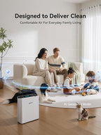 Afloia Air Purifier for Home, 2,000 Ft², PM2.5 Monitor, Washable Pre-Filter | Europa 2.0 White features Smart Auto Mode, a PM2.5 Air Quality Monitor, and a washable pre-filter for pet-friendly homes.