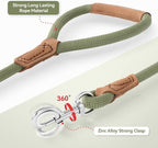 Mile High Life Dog Leash with Genuine Leather Handle, 6 FT/5 FT/4 FT | Leather Grip Rope Leash, Heavy Duty 360° Swivel Metal Clasp, for Small Medium & Large Dogs