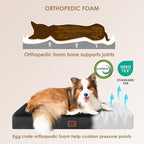 EHEYCIGA Orthopedic Dog Bed Large with Removable Washable Cover,Black,50x36 | Egg Crate Foam Support,Durable Oxford fabric,Non-Slip Bottom,Machine Washable,Soft Waterproof Plush Pet Bed Mat For Crate