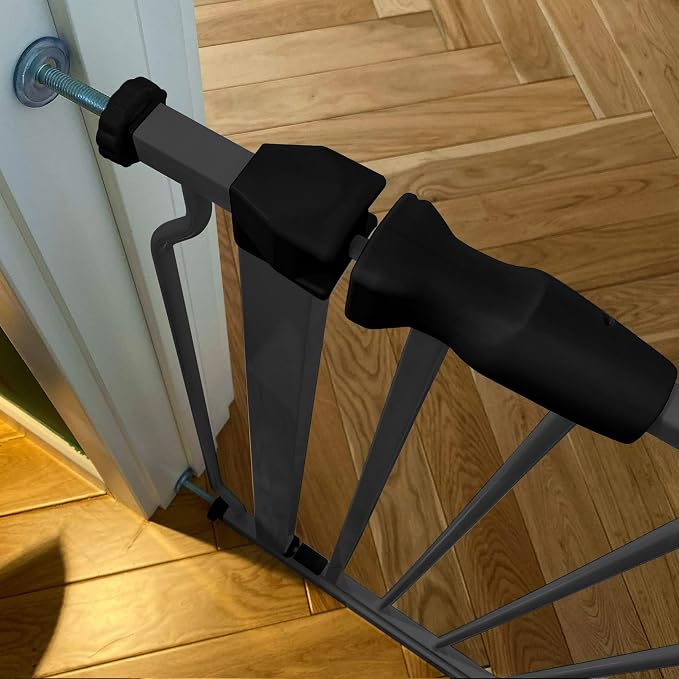 BalanceFrom Easy Walk-Thru Safety Gate for Doorways and Stairways with Auto-Close/Hold-Open Features, 30-Inch Tall, Fits 29.1-33.8 Inch Openings, Graphite | with Hold-Open and Auto-Close – Adjustable Steel Barrier for Stairs, Doorways, and Hallways, No...