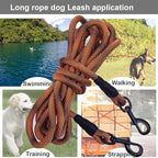BTINESFUL Tie-Out Check Cord Long Rope Dog Leash, 8ft 12ft 20ft 30ft 50ft 75ft Dog Lead- Large Medium Dogs Tether for Yard Training, Playing, Camping, or Backyard (30ft, Orange Black)