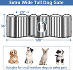 Malier Metal Freestanding Dog Gates, Outdoor Indoor Dog Fences, Extra Wide Foldable Puppy Gate for Stairs, Hallways, Yard