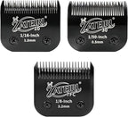 3 Pack Pet Grooming Clipper Blades with Steel Cutters, Sizes 10, 30 & 7FC, Black, Compatible with Andis, Oster A5, Wahl KM10 A5 Style Dog Clippers