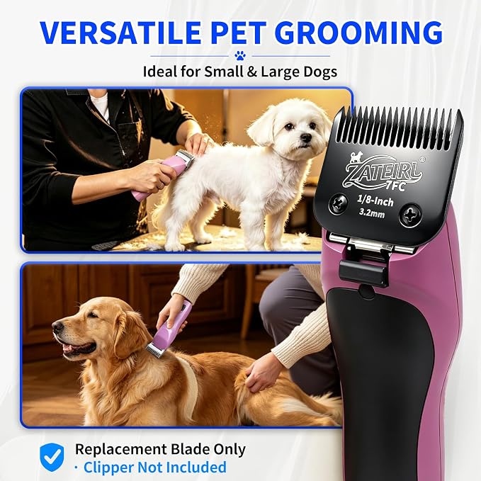 3 Pack Pet Grooming Clipper Blades with Steel Cutters, Sizes 10, 30 & 7FC, Black, Compatible with Andis, Oster A5, Wahl KM10 A5 Style Dog Clippers