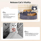 Cat Scratcher Bed for Indoor Cats 24.2 Inch Large Cardboard Cat Scratch Couch Felt Bed Cat Scratch Pad for Cat Scratching Post Board Scratchers Lounge House with Bell Ball Toys