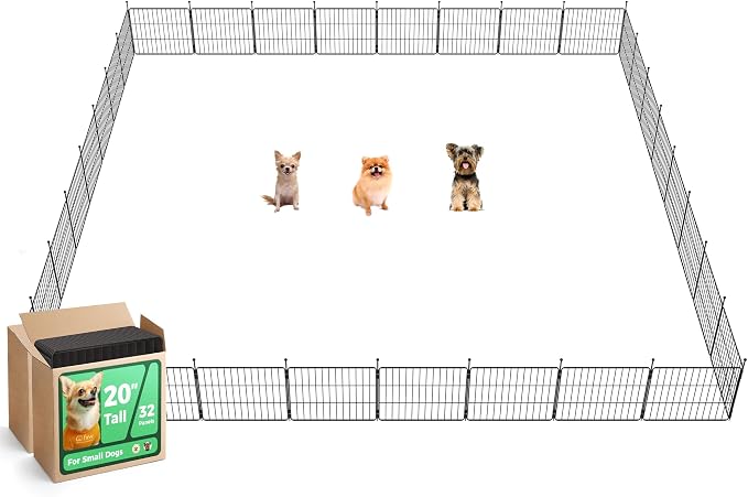 FXW MiniPaws Dog Playpen, Indoor, Yard & RV Camping, 20" H, 32 Panels | Portable, Expandable Layout, Tool-Free Setup, For Puppies & Small Dogs