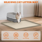 Pawtners Silicone Cat Litter Mat 34 x 22 in, Easy to Clean, Beige, 2 Pack | Non-Slip Kitty Litter Mat for Floor, Waterproof & Urine-Proof Cat Litter Mat Litter Trapping Mat, Soft on Kitty Paws