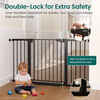 Cumbor 30-54" Extra Wide Baby Gate for Stairs & Auto Close Dog Gate Black | Dual Lock Easy Install Pet Gate for Doorways, Hallways & Kitchen, Pressure Mounted, Easy Walk Thru Safety Proofing